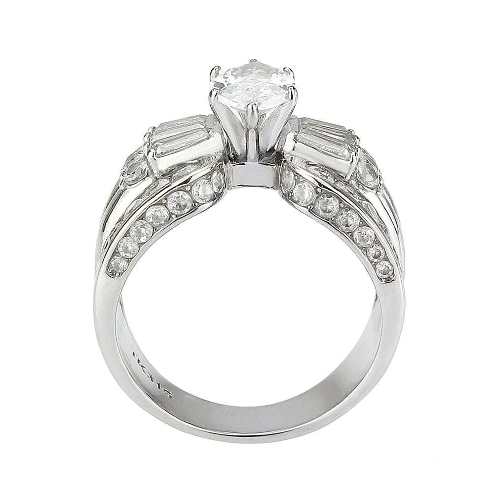 TK3777 - High polished (no plating) Stainless Steel Ring with AAA Grade CZ in Clear - Alamode - Flyclothing LLC
