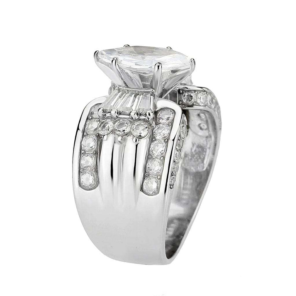 TK3777 - High polished (no plating) Stainless Steel Ring with AAA Grade CZ in Clear - Alamode - Flyclothing LLC