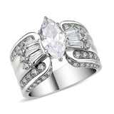 TK3777 - High polished (no plating) Stainless Steel Ring with AAA Grade CZ in Clear - Alamode - Flyclothing LLC