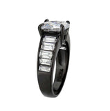 TK3778 - IP Black (Ion Plating) Stainless Steel Ring with AAA Grade CZ in Clear - Alamode - Flyclothing LLC