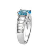 TK3779 - High polished (no plating) Stainless Steel Ring with Synthetic in SeaBlue - Alamode - Flyclothing LLC
