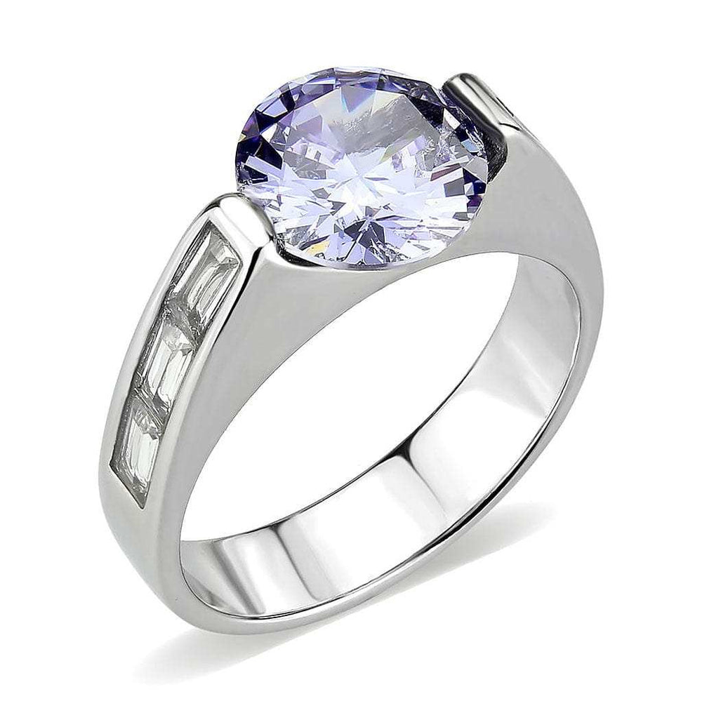 TK3780 - High polished (no plating) Stainless Steel Ring with AAA Grade CZ in LightAmethyst - Alamode - Flyclothing LLC