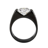 TK3781 - IP Black (Ion Plating) Stainless Steel Ring with AAA Grade CZ in Clear - Alamode - Flyclothing LLC