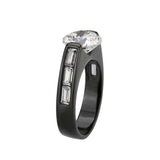TK3781 - IP Black (Ion Plating) Stainless Steel Ring with AAA Grade CZ in Clear - Alamode - Flyclothing LLC