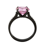 TK3782 - IP Black (Ion Plating) Stainless Steel Ring with AAA Grade CZ in Rose - Alamode - Flyclothing LLC