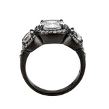 TK3784 - IP Black (Ion Plating) Stainless Steel Ring with AAA Grade CZ in Clear - Alamode - Flyclothing LLC