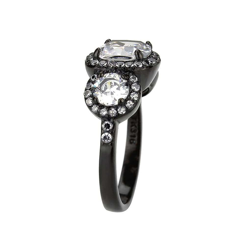 TK3784 - IP Black (Ion Plating) Stainless Steel Ring with AAA Grade CZ in Clear - Alamode - Flyclothing LLC