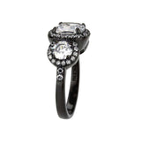 TK3784 - IP Black (Ion Plating) Stainless Steel Ring with AAA Grade CZ in Clear - Alamode - Flyclothing LLC