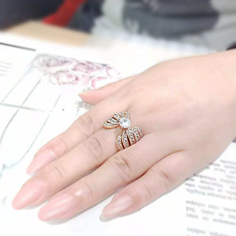 TK3786 - IP Rose Gold(Ion Plating) Stainless Steel Ring with AAA Grade CZ in Clear - Alamode - Flyclothing LLC