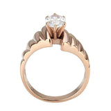 TK3787 - IP Rose Gold(Ion Plating) Stainless Steel Ring with AAA Grade CZ in Clear - Alamode - Flyclothing LLC