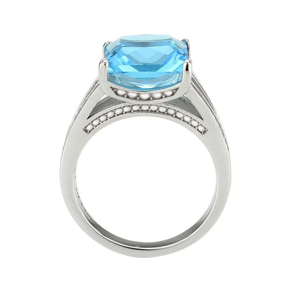 TK3807 - High polished (no plating) Stainless Steel Ring with Synthetic in SeaBlue - Alamode - Flyclothing LLC