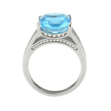 TK3807 - High polished (no plating) Stainless Steel Ring with Synthetic in SeaBlue - Alamode - Flyclothing LLC