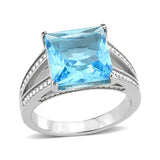 TK3807 - High polished (no plating) Stainless Steel Ring with Synthetic in SeaBlue - Alamode - Flyclothing LLC