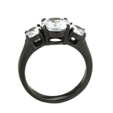 TK3809 - IP Black (Ion Plating) Stainless Steel Ring with AAA Grade CZ in Clear - Alamode - Flyclothing LLC