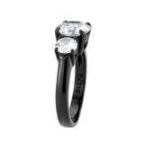 TK3809 - IP Black (Ion Plating) Stainless Steel Ring with AAA Grade CZ in Clear - Alamode - Flyclothing LLC