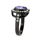 TK3811 - IP Black (Ion Plating) Stainless Steel Ring with AAA Grade CZ in Amethyst - Alamode - Flyclothing LLC