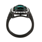 TK3812 - IP Black (Ion Plating) Stainless Steel Ring with Synthetic in Blue Zircon - Alamode - Flyclothing LLC