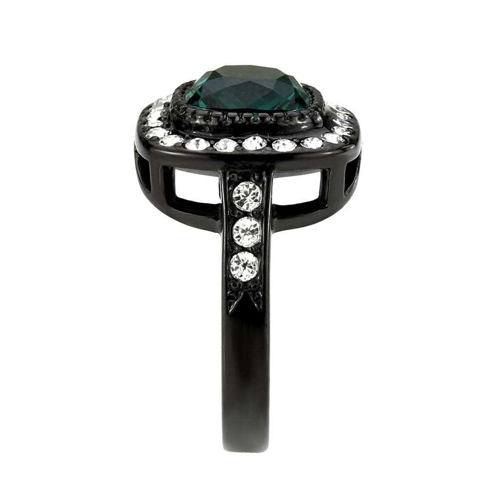 TK3812 - IP Black (Ion Plating) Stainless Steel Ring with Synthetic in Blue Zircon - Alamode - Flyclothing LLC