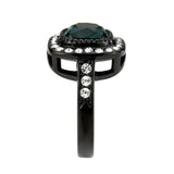 TK3812 - IP Black (Ion Plating) Stainless Steel Ring with Synthetic in Blue Zircon - Alamode - Flyclothing LLC