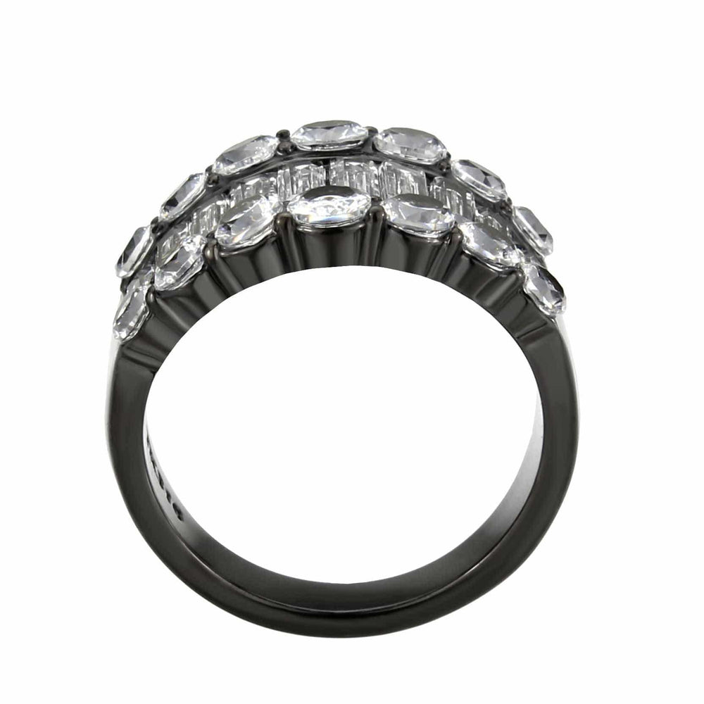 TK3813 - IP Black (Ion Plating) Stainless Steel Ring with AAA Grade CZ in Clear - Alamode - Flyclothing LLC