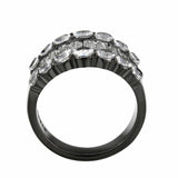 TK3813 - IP Black (Ion Plating) Stainless Steel Ring with AAA Grade CZ in Clear - Alamode - Flyclothing LLC