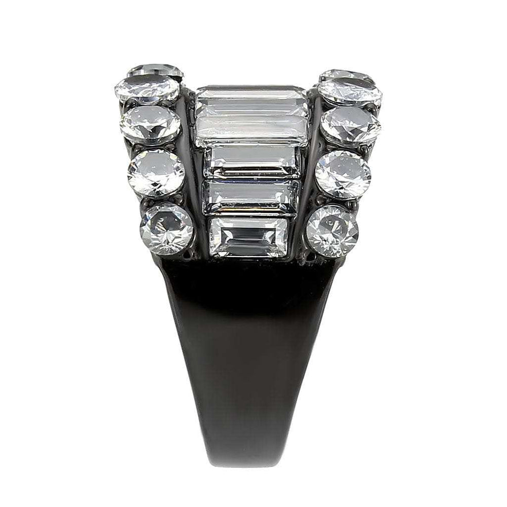 TK3813 - IP Black (Ion Plating) Stainless Steel Ring with AAA Grade CZ in Clear - Alamode - Flyclothing LLC