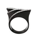 TK3814 - Two Tone IP Black (Ion Plating) Stainless Steel Ring with Top Grade Crystal in Clear - Alamode - Flyclothing LLC