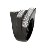 TK3814 - Two Tone IP Black (Ion Plating) Stainless Steel Ring with Top Grade Crystal in Clear - Alamode - Flyclothing LLC