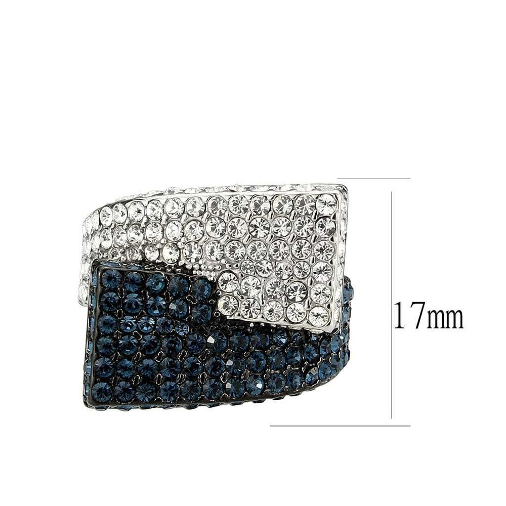 TK3815 - Two Tone IP Black (Ion Plating) Stainless Steel Ring with Top Grade Crystal in MultiColor - Alamode - Flyclothing LLC