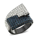 TK3815 - Two Tone IP Black (Ion Plating) Stainless Steel Ring with Top Grade Crystal in MultiColor - Alamode - Flyclothing LLC