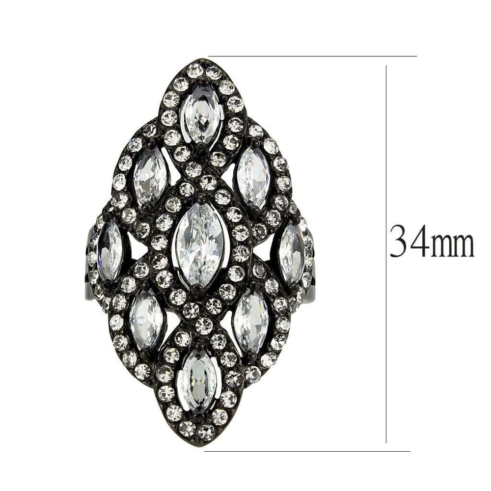 TK3816 - IP Black (Ion Plating) Stainless Steel Ring with AAA Grade CZ in Clear - Alamode - Flyclothing LLC