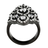 TK3816 - IP Black (Ion Plating) Stainless Steel Ring with AAA Grade CZ in Clear - Alamode - Flyclothing LLC