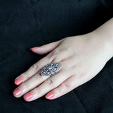 TK3816 - IP Black (Ion Plating) Stainless Steel Ring with AAA Grade CZ in Clear - Alamode - Flyclothing LLC