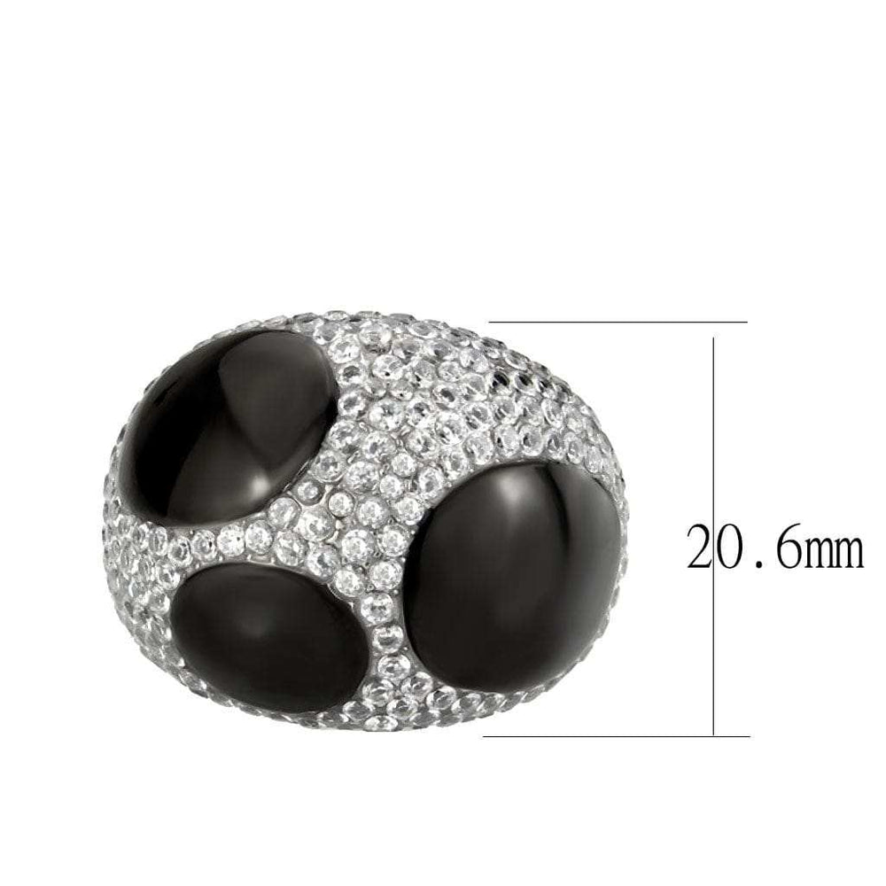 TK3818 - Two Tone IP Black (Ion Plating) Stainless Steel Ring with AAA Grade CZ in Clear - Alamode - Flyclothing LLC