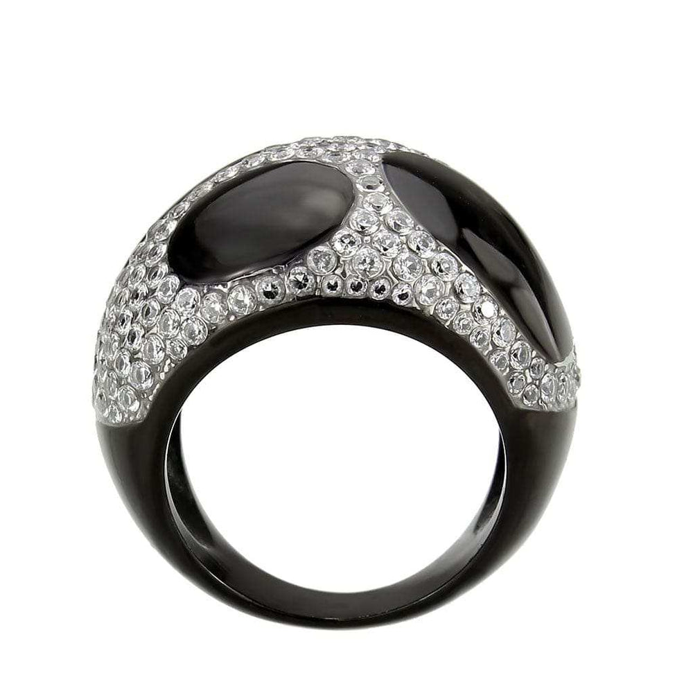 TK3818 - Two Tone IP Black (Ion Plating) Stainless Steel Ring with AAA Grade CZ in Clear - Alamode - Flyclothing LLC