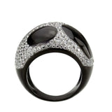 TK3818 - Two Tone IP Black (Ion Plating) Stainless Steel Ring with AAA Grade CZ in Clear - Alamode - Flyclothing LLC