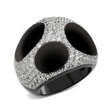 TK3818 - Two Tone IP Black (Ion Plating) Stainless Steel Ring with AAA Grade CZ in Clear - Alamode - Flyclothing LLC