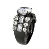 TK3820 - IP Black (Ion Plating) Stainless Steel Ring with AAA Grade CZ in Clear - Alamode - Flyclothing LLC