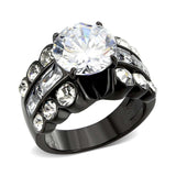 TK3820 - IP Black (Ion Plating) Stainless Steel Ring with AAA Grade CZ in Clear - Alamode - Flyclothing LLC