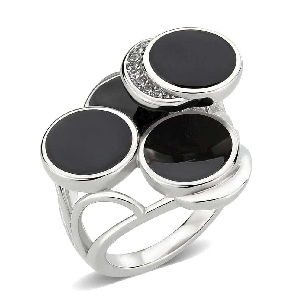 TK3821 - High polished (no plating) Stainless Steel Ring with AAA Grade CZ in Clear - Alamode - Flyclothing LLC