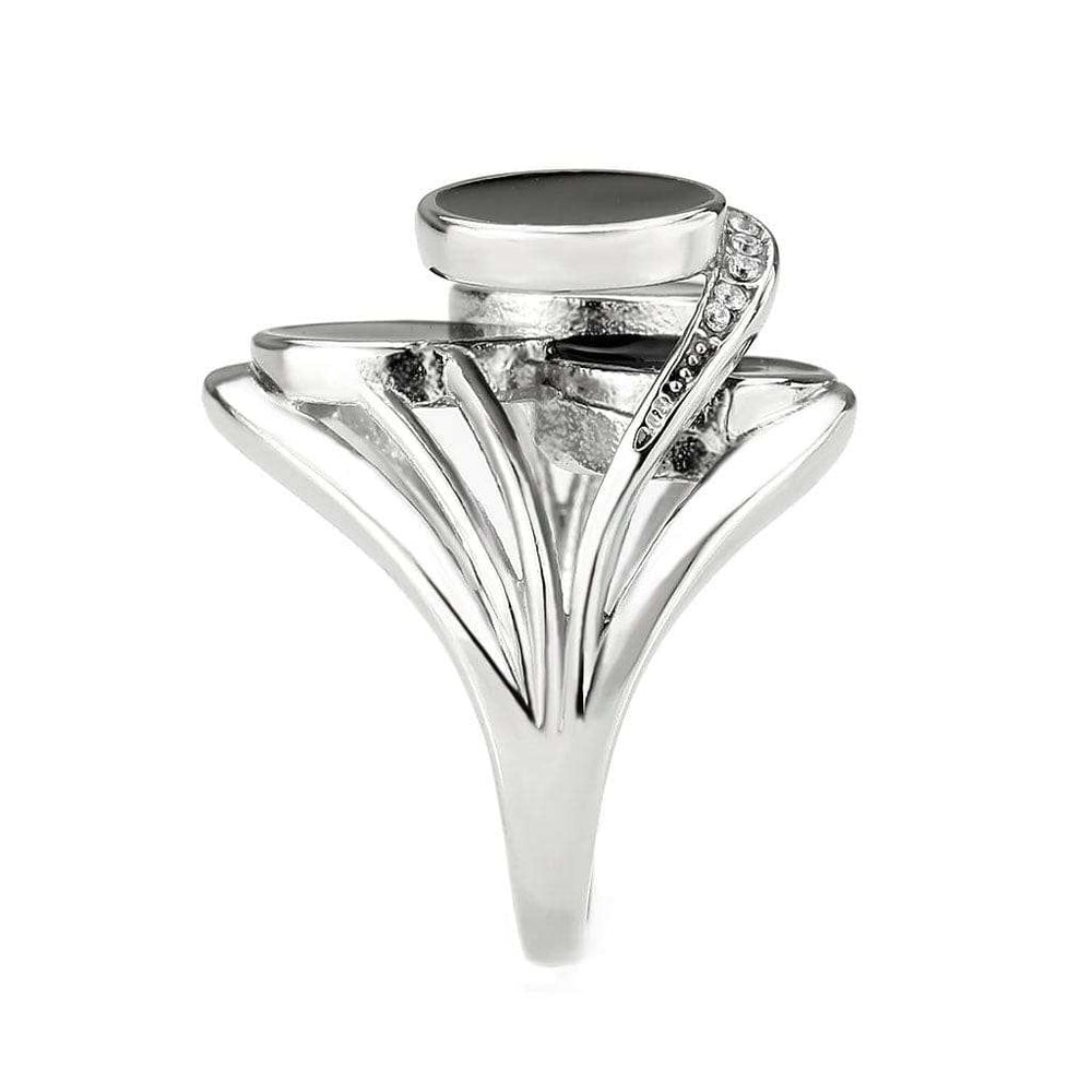 TK3821 - High polished (no plating) Stainless Steel Ring with AAA Grade CZ in Clear - Alamode - Flyclothing LLC