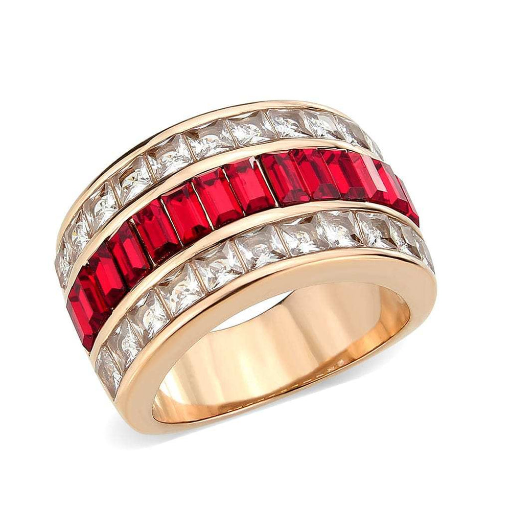 TK3823 - IP Rose Gold(Ion Plating) Stainless Steel Ring with Top Grade Crystal in Red Series - Alamode - Flyclothing LLC