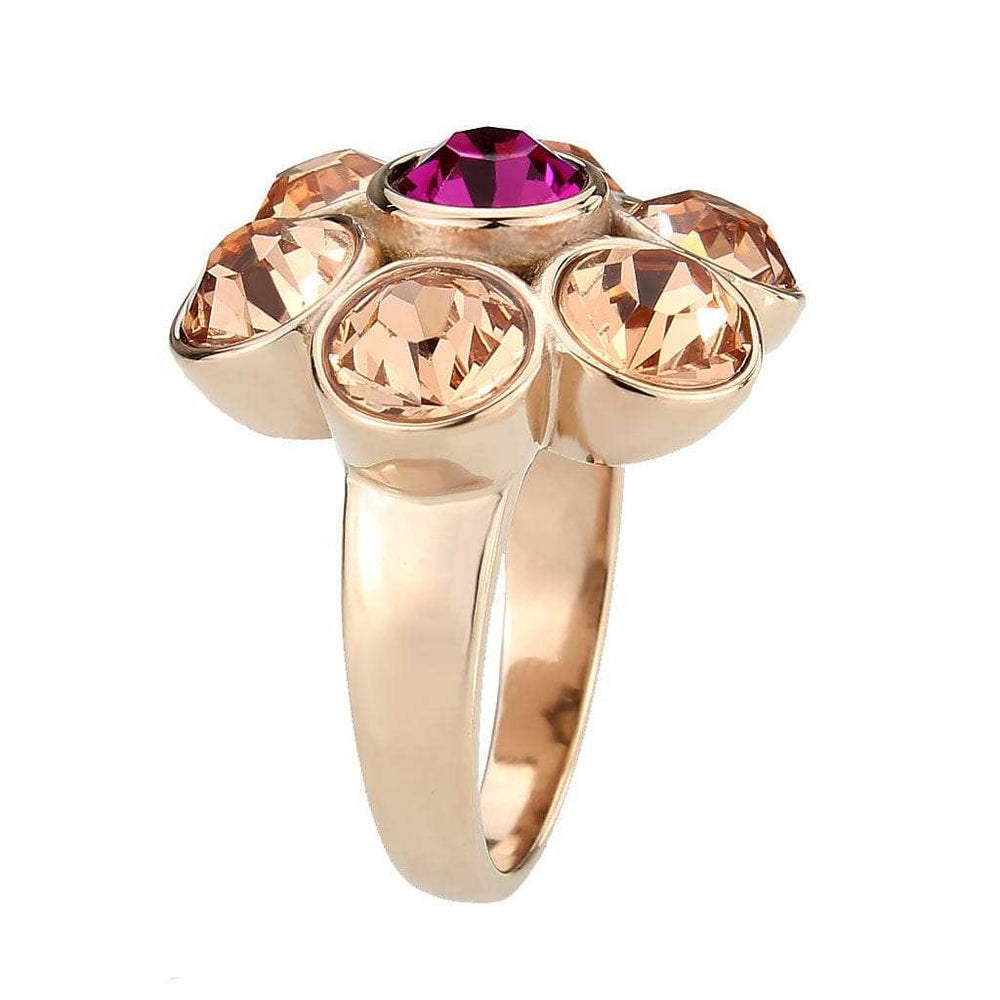 TK3824 - IP Rose Gold(Ion Plating) Stainless Steel Ring with Top Grade Crystal in MultiColor - Alamode - Flyclothing LLC