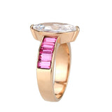 TK3825 - IP Rose Gold(Ion Plating) Stainless Steel Ring with AAA Grade CZ in Clear - Alamode - Flyclothing LLC
