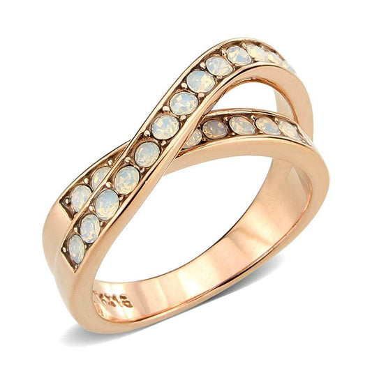 TK3828 - IP Rose Gold(Ion Plating) Stainless Steel Ring with Top Grade Crystal in Fireopal - Alamode - Flyclothing LLC