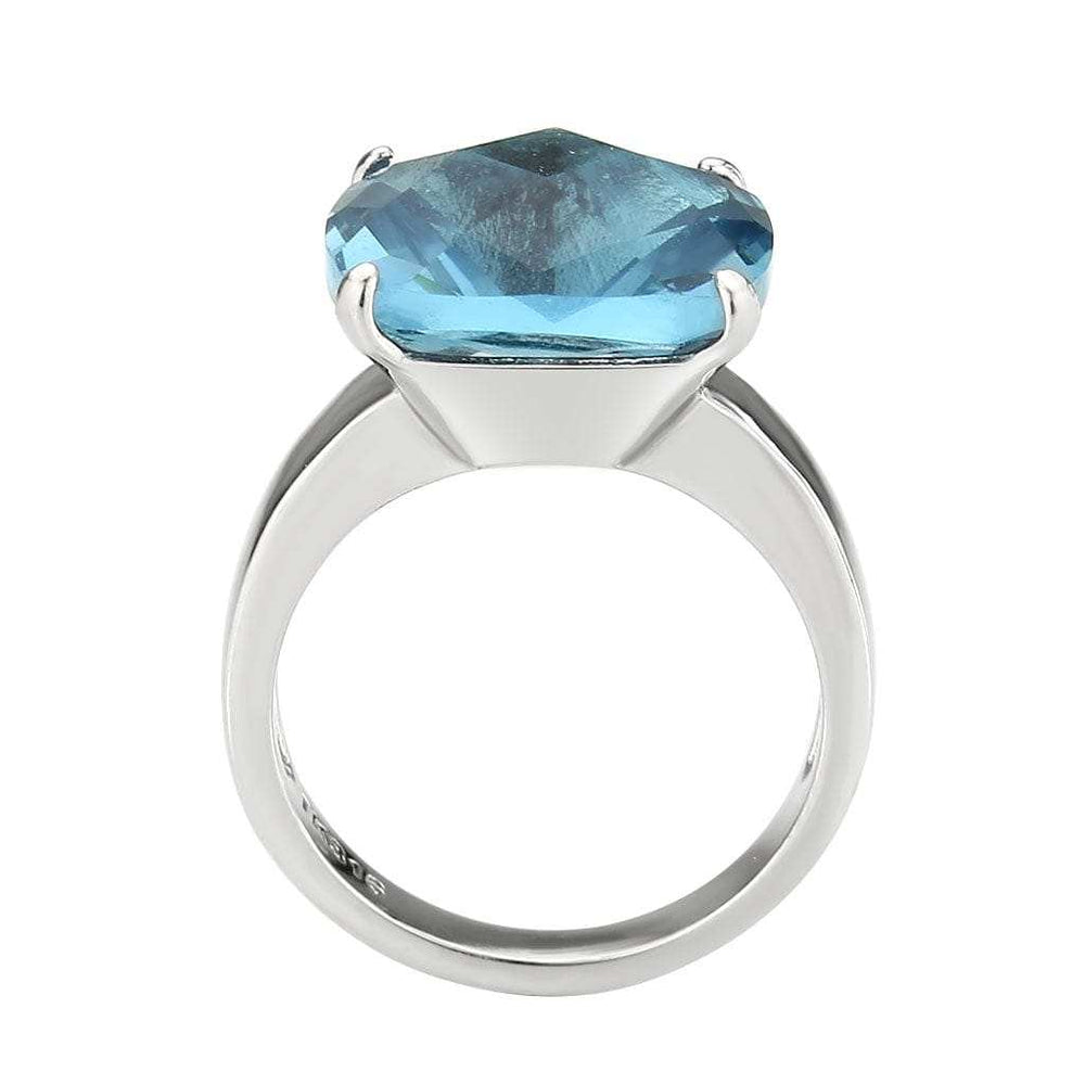 Alamode High polished (no plating) Stainless Steel Ring with Synthetic in SeaBlue - Alamode - Flyclothing LLC