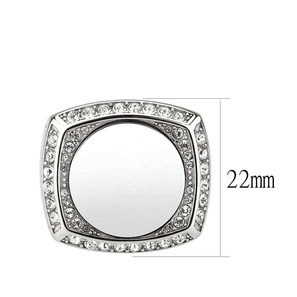 TK3835 - High polished (no plating) Stainless Steel Ring with Top Grade Crystal in Clear - Alamode - Flyclothing LLC