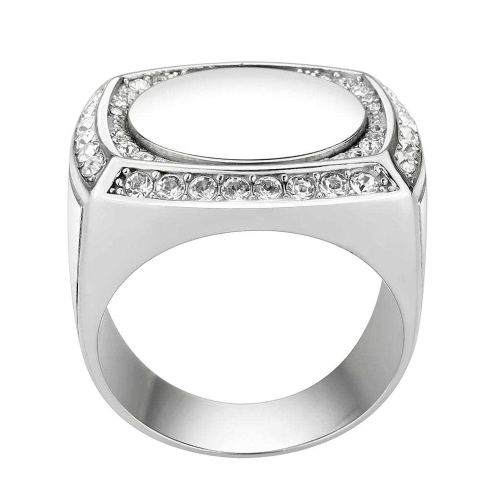 TK3835 - High polished (no plating) Stainless Steel Ring with Top Grade Crystal in Clear - Alamode - Flyclothing LLC