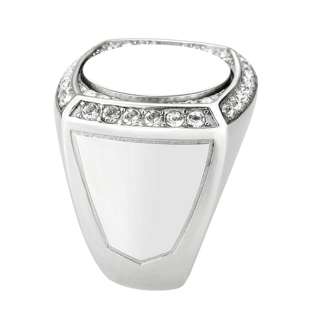 TK3835 - High polished (no plating) Stainless Steel Ring with Top Grade Crystal in Clear - Alamode - Flyclothing LLC