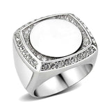 TK3835 - High polished (no plating) Stainless Steel Ring with Top Grade Crystal in Clear - Alamode - Flyclothing LLC